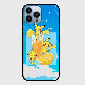 Чехол для iPhone 13 Pro Max с принтом Пикачу в лимонаде в Новосибирске,  |  | anime | picachu | pikachu | аниме | милый | пика | пикачу | покебол | покемон