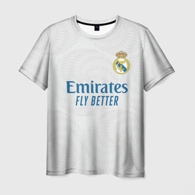 Мужская футболка 3D с принтом Бензема Реал Мадрид 2021/2022 в Новосибирске, 100% полиэфир | прямой крой, круглый вырез горловины, длина до линии бедер | 2021 | 2022 | benzema | karim | madrid | real | бензема | испания | карим бензема | мадрид | новая | реал | реал мадрид | форма | футбол