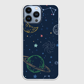 Чехол для iPhone 13 Pro Max с принтом Космическая одиссея в Новосибирске,  |  | background | галактика | звёзды | иллюстрация | луна | планеты