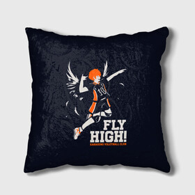 Подушка 3D с принтом fly high! Шоё Хината Haikyuu!! в Новосибирске, наволочка – 100% полиэстер, наполнитель – холлофайбер (легкий наполнитель, не вызывает аллергию). | состоит из подушки и наволочки. Наволочка на молнии, легко снимается для стирки | Тематика изображения на принте: 10 номер | anime | haikyu | haikyuu | hinata shoyo | karasuno | manga | аниме | волейбол | волейбольный клуб | иероглифы | карасуно | лети высоко | лого | манга | надпись | прыжок | старшая школа | хаику | хаикую