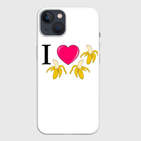 Чехол для iPhone 13 с принтом I LOVE BANANAS в Новосибирске,  |  | бананы | иностранные | любовь | надписи | приколы | слова | юмор