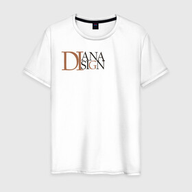 Мужская футболка хлопок с принтом DIanaDisain в Новосибирске, 100% хлопок | прямой крой, круглый вырез горловины, длина до линии бедер, слегка спущенное плечо. | бренд | диана | дизайнер | стиль | студент | фирменный