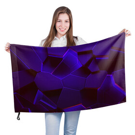 Флаг 3D с принтом СИНИЕ ПЛИТЫ 3D в Новосибирске, 100% полиэстер | плотность ткани — 95 г/м2, размер — 67 х 109 см. Принт наносится с одной стороны | абстракция | иллюстрация | искусство | культура | свечение | текстура | тени | ультрофиолет