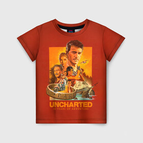 Детская футболка 3D с принтом 10 years Uncharted в Новосибирске, 100% гипоаллергенный полиэфир | прямой крой, круглый вырез горловины, длина до линии бедер, чуть спущенное плечо, ткань немного тянется | game | games | uncharted | анчартед | дрейк | игра | игры | натан | нейтан