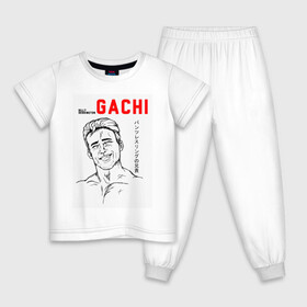 Детская пижама хлопок с принтом гачимучи в Новосибирске, 100% хлопок |  брюки и футболка прямого кроя, без карманов, на брюках мягкая резинка на поясе и по низу штанин
 | Тематика изображения на принте: gachi | gachimuchi | гачимучи | япония