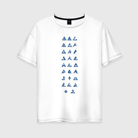 Женская футболка хлопок Oversize с принтом Треугольные иконки в Новосибирске, 100% хлопок | свободный крой, круглый ворот, спущенный рукав, длина до линии бедер
 | два цвета | знаки | золото | иероглифы | серебро