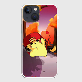 Чехол для iPhone 13 mini с принтом Пикачу в бейсболке в Новосибирске,  |  | anime | picachu | pikachu | аниме | милый | пика | пикачу | покебол | покемон