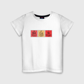 Детская футболка хлопок с принтом Ba, Co и N в Новосибирске, 100% хлопок | круглый вырез горловины, полуприлегающий силуэт, длина до линии бедер | иллюстрация | кобальт | нитроген | таблица | таблица менделеева