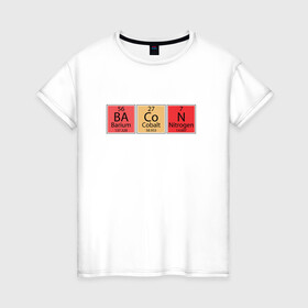 Женская футболка хлопок с принтом Ba, Co и N в Новосибирске, 100% хлопок | прямой крой, круглый вырез горловины, длина до линии бедер, слегка спущенное плечо | иллюстрация | кобальт | нитроген | таблица | таблица менделеева