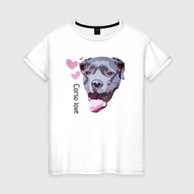 Женская футболка хлопок с принтом Кане-корсо в Новосибирске, 100% хлопок | прямой крой, круглый вырез горловины, длина до линии бедер, слегка спущенное плечо | corso | love | кане корсо | корсо | собака