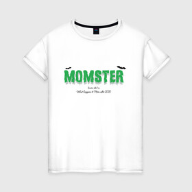 Женская футболка хлопок с принтом Momster в Новосибирске, 100% хлопок | прямой крой, круглый вырез горловины, длина до линии бедер, слегка спущенное плечо | momster | арт | вечеринка | иллюстрация | монстры