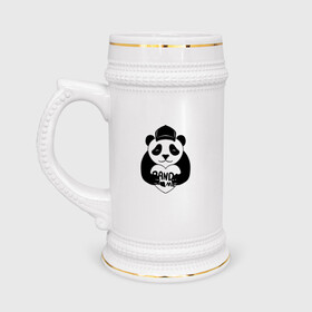 Кружка пивная с принтом Panda me. Панда в кепке в Новосибирске,  керамика (Материал выдерживает высокую температуру, стоит избегать резкого перепада температур) |  объем 630 мл | panda | животное | медведи | медведь | мишки | панда | панды