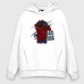 Мужское худи Oversize хлопок с принтом Собака доберман Bad dog в Новосибирске, френч-терри — 70% хлопок, 30% полиэстер. Мягкий теплый начес внутри —100% хлопок | боковые карманы, эластичные манжеты и нижняя кромка, капюшон на магнитной кнопке | Тематика изображения на принте: cute | dog | woof | гав | доберман | забавный | пес | смешной | собака | щенок