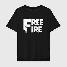 Мужская футболка хлопок Oversize с принтом FREEFIRE FF WHITE LOGO (Z) в Новосибирске, 100% хлопок | свободный крой, круглый ворот, “спинка” длиннее передней части | 111dots studio | battlegrounds | free fire | freefire | game | garena | garena free fire | гарена | игра | игры | киберспорт | королевская битва | мобильная игра | онлайн игра | пабг | фри фаер | фрифаер | экшн