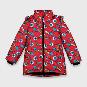 Зимняя куртка для девочек 3D с принтом Кривляка в Новосибирске, ткань верха — 100% полиэстер; подклад — 100% полиэстер, утеплитель — 100% полиэстер. | длина ниже бедра, удлиненная спинка, воротник стойка и отстегивающийся капюшон. Есть боковые карманы с листочкой на кнопках, утяжки по низу изделия и внутренний карман на молнии. 

Предусмотрены светоотражающий принт на спинке, радужный светоотражающий элемент на пуллере молнии и на резинке для утяжки. | emoji | emoticons | smile | знак | колобок | позитив | рожица | символ | смайл | смайлики | улыбка | эмодзи