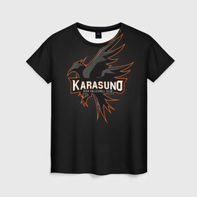 Женская футболка 3D с принтом Старшая школа Карасуно в Новосибирске, 100% полиэфир ( синтетическое хлопкоподобное полотно) | прямой крой, круглый вырез горловины, длина до линии бедер | anime | haikyu | haikyuu | karasuno | karasuno high | manga | аниме | волейбол | волейбольный клуб | ворон | вороны | карасуно | крылья | лого | логотип | манга | надпись | птица | старшая школа | хаику | хаикую