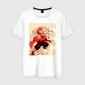 Мужская футболка хлопок с принтом Zenitsu в Новосибирске, 100% хлопок | прямой крой, круглый вырез горловины, длина до линии бедер, слегка спущенное плечо. | agatsuma zenitsu | anime | demon | demon slayer | kimetsu no yaiba | manga | slayer | аниме | демон | зеницу | клинок | манга | меч | рассекающий демонов