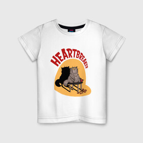 Детская футболка хлопок с принтом Хартбрейкер в Новосибирске, 100% хлопок | круглый вырез горловины, полуприлегающий силуэт, длина до линии бедер | bird born | birdborn | heart | ирония | кот | котики | коты | любовь | сердечки | сердце | юмор