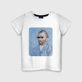 Детская футболка хлопок с принтом Ван Гог в очках в Новосибирске, 100% хлопок | круглый вырез горловины, полуприлегающий силуэт, длина до линии бедер | автопортрет | арт | ван гог | ван гог мем | звезда | звёздная ночь | крутой | мемасик | мемасные очки | очки | очки из мема | пиджак | художник