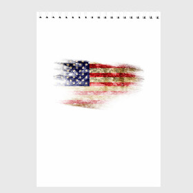 Скетчбук с принтом USA в Новосибирске, 100% бумага
 | 48 листов, плотность листов — 100 г/м2, плотность картонной обложки — 250 г/м2. Листы скреплены сверху удобной пружинной спиралью | америка | американский флаг | драный | потертый | текстура | флаг
