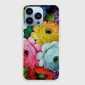 Чехол для iPhone 13 Pro с принтом Три розы в Новосибирске,  |  | букет | декоративная роспись | живопись | жостово | жостовская роспись | розы | цветы