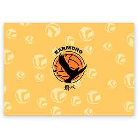 Поздравительная открытка с принтом Старшая школа Карасуно Haikyu! в Новосибирске, 100% бумага | плотность бумаги 280 г/м2, матовая, на обратной стороне линовка и место для марки
 | anime | haikyu | haikyuu | karasuno | karasuno high | manga | аниме | волейбол | волейбольный клуб | ворон | вороны | карасуно | крылья | лого | логотип | манга | надпись | птица | старшая школа | хаику | хаикую