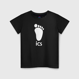 Детская футболка хлопок с принтом iCS Foot Logo Haikyu!! в Новосибирске, 100% хлопок | круглый вырез горловины, полуприлегающий силуэт, длина до линии бедер | anime | haikyu | haikyuu | karasuno | manga | аниме | белый | волейбол | волейбольный клуб | икс | ицс | карасуно | корпорация | лого | логотип | манга | нога | организатор игр | след | старшая школа | ступня | хаику | хаикую