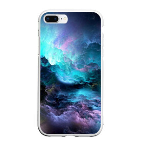 Чехол для iPhone 7Plus/8 Plus матовый с принтом Космическое море в Новосибирске, Силикон | Область печати: задняя сторона чехла, без боковых панелей | вода | волны | космическое море | космос | море | облака | свет | шторм