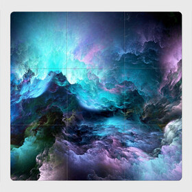 Магнитный плакат 3Х3 с принтом Космическое море в Новосибирске, Полимерный материал с магнитным слоем | 9 деталей размером 9*9 см | вода | волны | космическое море | космос | море | облака | свет | шторм