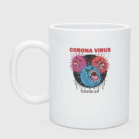 Кружка керамическая с принтом Коронавирус Coronavirus в Новосибирске, керамика | объем — 330 мл, диаметр — 80 мм. Принт наносится на бока кружки, можно сделать два разных изображения | coronavirus | covid | вирус | ковид | корона | коронавирус | пандемия | самоизоляция