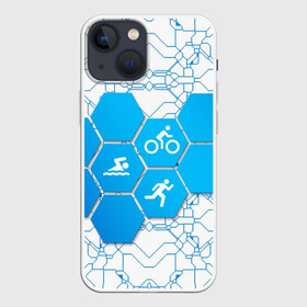 Чехол для iPhone 13 mini с принтом Плыви, Крути, Беги в Новосибирске,  |  | bike | ironman | run | running | swim | swimming | triathlon | бег | бегун | велосипед | велоспорт | выносливость | железный человек | плавание | спорт на выносливость | триатлон | цикличный вид спорта