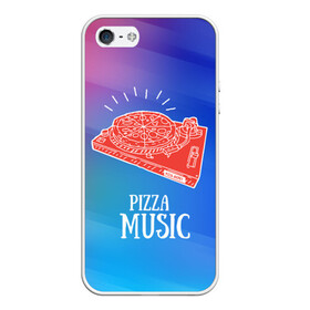 Чехол для iPhone 5/5S матовый с принтом PIZZA MUSIC в Новосибирске, Силикон | Область печати: задняя сторона чехла, без боковых панелей | d.j | dj | pizza | диджей | музыка | музыканту | пицца | прикол | шутка