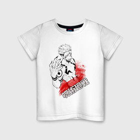 Детская футболка хлопок с принтом Sukuna в Новосибирске, 100% хлопок | круглый вырез горловины, полуприлегающий силуэт, длина до линии бедер | jujutsu kaisen | manga | satoru | sukuna | yuji | yuji itadori | аниме | битва магов | демон | итадори юдзи | магическая битва | магия | манга | рёмен сукуна