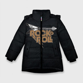 Зимняя куртка для девочек 3D с принтом Rock n Roll Гитара в Новосибирске, ткань верха — 100% полиэстер; подклад — 100% полиэстер, утеплитель — 100% полиэстер. | длина ниже бедра, удлиненная спинка, воротник стойка и отстегивающийся капюшон. Есть боковые карманы с листочкой на кнопках, утяжки по низу изделия и внутренний карман на молнии. 

Предусмотрены светоотражающий принт на спинке, радужный светоотражающий элемент на пуллере молнии и на резинке для утяжки. | rock | rock n roll | roll | гитара | гитарист | музыкант | рок