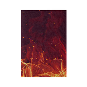 Обложка для паспорта матовая кожа с принтом ПЛАМЯ 3D в Новосибирске, натуральная матовая кожа | размер 19,3 х 13,7 см; прозрачные пластиковые крепления | жар | иллюстрация | искры | костёр | огонь | пламя | пожар | текстура | уголь