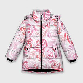 Зимняя куртка для девочек 3D с принтом Розовые розы в Новосибирске, ткань верха — 100% полиэстер; подклад — 100% полиэстер, утеплитель — 100% полиэстер. | длина ниже бедра, удлиненная спинка, воротник стойка и отстегивающийся капюшон. Есть боковые карманы с листочкой на кнопках, утяжки по низу изделия и внутренний карман на молнии. 

Предусмотрены светоотражающий принт на спинке, радужный светоотражающий элемент на пуллере молнии и на резинке для утяжки. | botanic | flower | pink | rose | summer | watercolor | акварель | акварельный | белый | ботаника | весна | летний | лето | нежный | пастельный | розовый | розы | цветочный | цветы