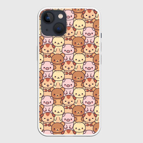 Чехол для iPhone 13 с принтом Animals в Новосибирске,  |  | animals | background | bears | cats | dogs | pattern | pig | seals | животные | котики | коты | медведи | мишки | паттерн | поросенок | свинка | свинья | собаки | собачки | фон