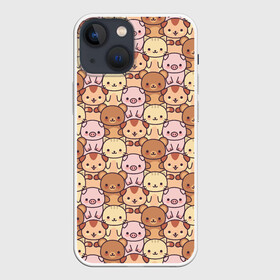 Чехол для iPhone 13 mini с принтом Animals в Новосибирске,  |  | animals | background | bears | cats | dogs | pattern | pig | seals | животные | котики | коты | медведи | мишки | паттерн | поросенок | свинка | свинья | собаки | собачки | фон