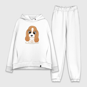 Женский костюм хлопок Oversize с принтом Милый бассет хаунд в Новосибирске,  |  | cute | dog | woof | бассет хаунд | гав | забавный | пес | песель | песик | смешной | собака | собачка | щенок