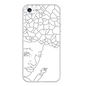 Чехол для iPhone 5/5S матовый с принтом Афро абстракция в Новосибирске, Силикон | Область печати: задняя сторона чехла, без боковых панелей | абстракция | геометрия | девушка | кудряшки | линейно