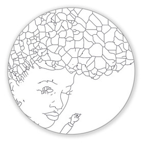 Коврик для мышки круглый с принтом Афро абстракция в Новосибирске, резина и полиэстер | круглая форма, изображение наносится на всю лицевую часть | абстракция | геометрия | девушка | кудряшки | линейно