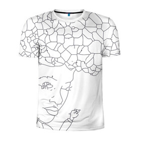 Мужская футболка 3D спортивная с принтом Афро абстракция в Новосибирске, 100% полиэстер с улучшенными характеристиками | приталенный силуэт, круглая горловина, широкие плечи, сужается к линии бедра | абстракция | геометрия | девушка | кудряшки | линейно