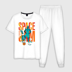Мужская пижама хлопок с принтом Space Jam Lebron в Новосибирске, 100% хлопок | брюки и футболка прямого кроя, без карманов, на брюках мягкая резинка на поясе и по низу штанин
 | bugs bunny | lebron james | space jam | space jam 2 | space jam a new legacy | tweety | vdzabma | багз банни | космический джем | космический джем 2 | космический джем: новое поколение | леброн джеймс | твити