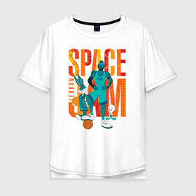 Мужская футболка хлопок Oversize с принтом Space Jam Lebron в Новосибирске, 100% хлопок | свободный крой, круглый ворот, “спинка” длиннее передней части | Тематика изображения на принте: bugs bunny | lebron james | space jam | space jam 2 | space jam a new legacy | tweety | vdzabma | багз банни | космический джем | космический джем 2 | космический джем: новое поколение | леброн джеймс | твити