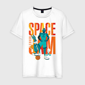 Мужская футболка хлопок с принтом Space Jam Lebron в Новосибирске, 100% хлопок | прямой крой, круглый вырез горловины, длина до линии бедер, слегка спущенное плечо. | Тематика изображения на принте: bugs bunny | lebron james | space jam | space jam 2 | space jam a new legacy | tweety | vdzabma | багз банни | космический джем | космический джем 2 | космический джем: новое поколение | леброн джеймс | твити