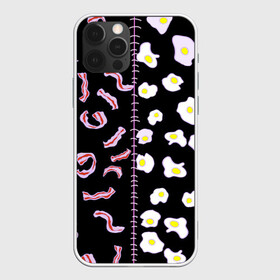 Чехол для iPhone 12 Pro с принтом Яичница с беконом в Новосибирске, силикон | область печати: задняя сторона чехла, без боковых панелей | бекон | глазунья | завтрак | шов. две части | яичница | яйца | яйцо