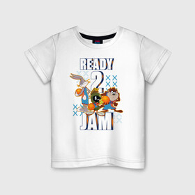 Детская футболка хлопок с принтом Ready 2 Jam в Новосибирске, 100% хлопок | круглый вырез горловины, полуприлегающий силуэт, длина до линии бедер | bugs bunny | marvin | space jam | space jam 2 | space jam a new legacy | tasmanian devil | taz | tune squad | vdzabma | багз банни | космический джем | космический джем 2 | космический джем: новое поколение | таз | тасманский дьявол | тюн