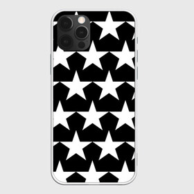 Чехол для iPhone 12 Pro с принтом Белые звёзды на чёрном фоне 2 в Новосибирске, силикон | область печати: задняя сторона чехла, без боковых панелей | бело чёрные звёзды | белые звёзды | белые звёзды на чёрном фоне | звёзды
