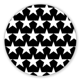 Коврик для мышки круглый с принтом Белые звёзды на чёрном фоне 2 в Новосибирске, резина и полиэстер | круглая форма, изображение наносится на всю лицевую часть | бело чёрные звёзды | белые звёзды | белые звёзды на чёрном фоне | звёзды