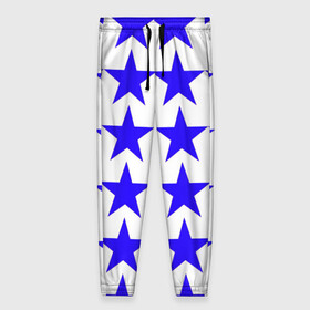 Женские брюки 3D с принтом Синие звёзды на белом фоне в Новосибирске, полиэстер 100% | прямой крой, два кармана без застежек по бокам, с мягкой трикотажной резинкой на поясе и по низу штанин. В поясе для дополнительного комфорта — широкие завязки | звёзды | синие звёзды | синие звёзды на белом фоне
